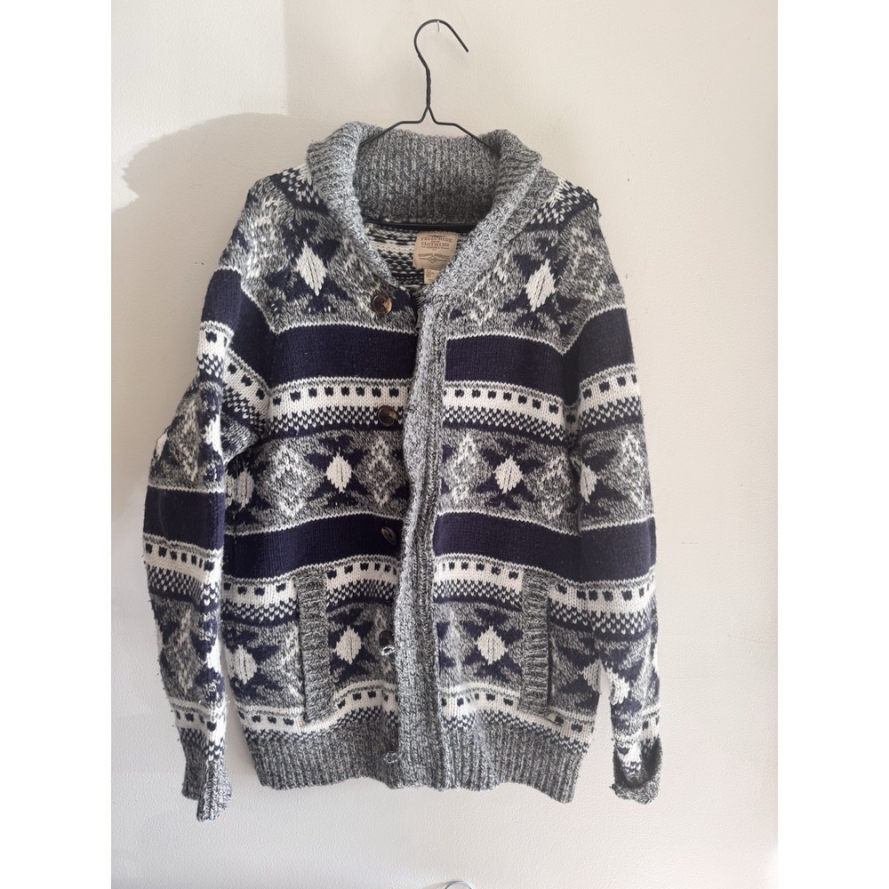 Men's L Heavy Telluride Clothing Company Wool Warm Sweater Jacket Blue Gray Zip